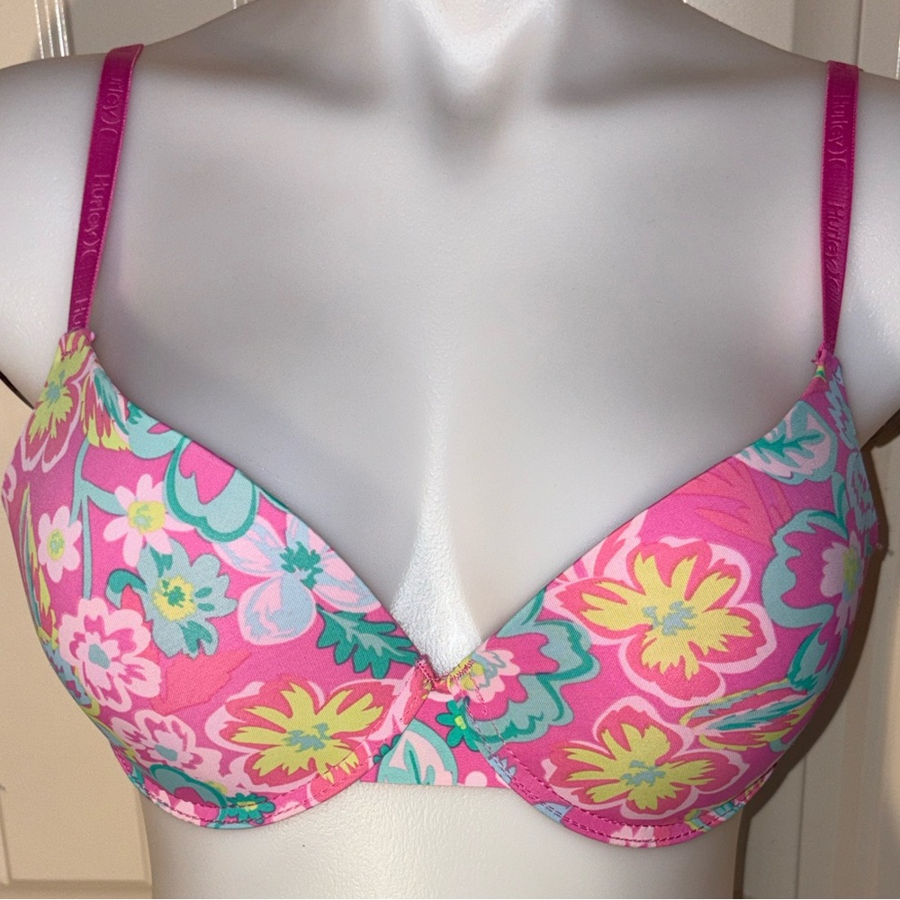 Hurley Pink Floral Padded Underwire Bra 36C